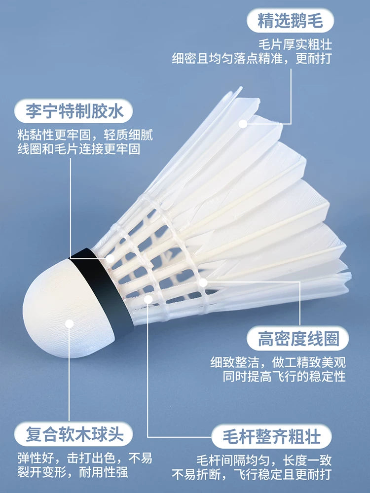 Li Ning Kaisheng Badminton Orijinal G100 Müqavimət Peşəkar Yarış Təlimi Açıq havada Külək keçirməyən Neylon Ördək Qaz Lələyi Mantar