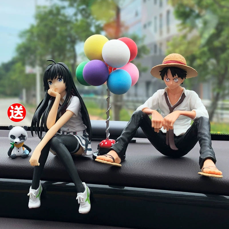 Anime One Piece Avtomobil Dekorasiyası Gülən Üz Lüffi Zoro Əl işi İnternet Məşhur Avtomobilin Mərkəzi Konsolu Daxili Dekorasiya Kuklası