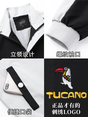 Kişilər üçün Ağacdələn Naxışlı Dayaqlı Yaxalıqlı Gödəkçə, Yeni Payız Stili, Gündəlik Payız Üst Geyimi, Gənc Kişilər üçün Çoxfunksiyalı Boş Üst