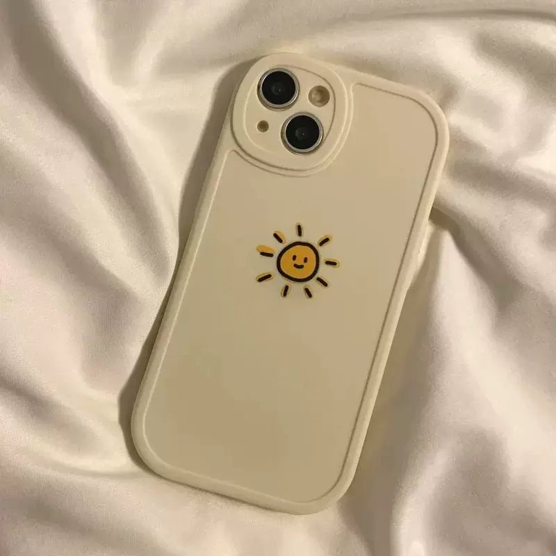 Simple Sun Moon Phone Case for iPhone 11 12 13 14 15 Pro Max