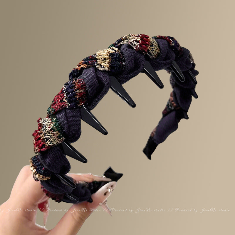 Merlad Parça ilə Bükülmüş Diş Darağı Baş Bantı, 2026 Yeni Stil, Gündəlik Geyilə Bilən Baş Bantı, Yüksək Kəllə Təzyiqi Saç Sancağı Saç Aksesuarı