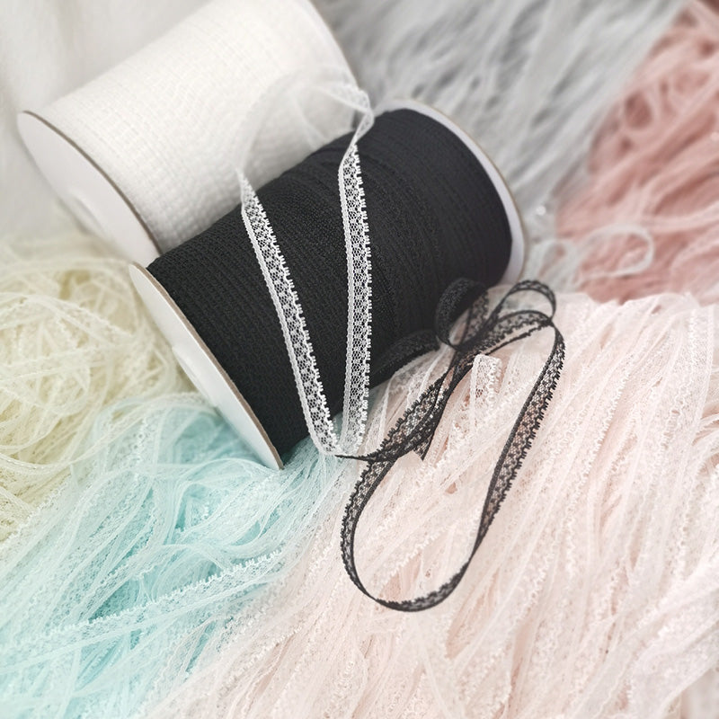10m qiymət 1cm Tayvan istehsalı yüksək keyfiyyətli yumşaq kirpik nöqtə krujeva aksesuarları diy körpə kukla paltarları