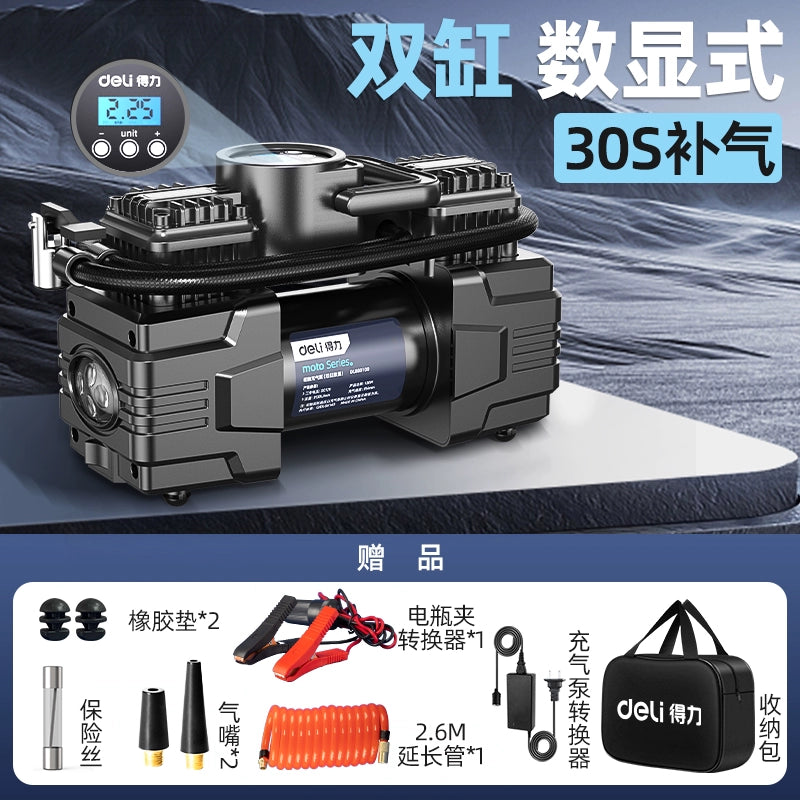 Deli Avtomobil Hava Pompası Avtomobil İki Silindrli Portativ Avtomobil Yüksək Təzyiqli Yüksək Güclü Təkər Avtomatik Hava Pompası