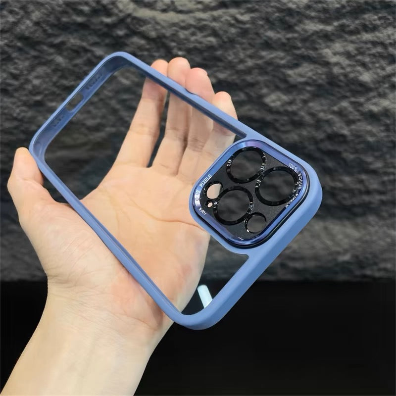 Chuangba minimalist yüksək səviyyəli mənada Apple 15pro mobil telefon qutusu iphone15promax yeni 16Pro lens hər şey daxil 14Pro12 şəffaf 16 qabıq 15 silikon 13 yer 14 düşməyə qarşı p