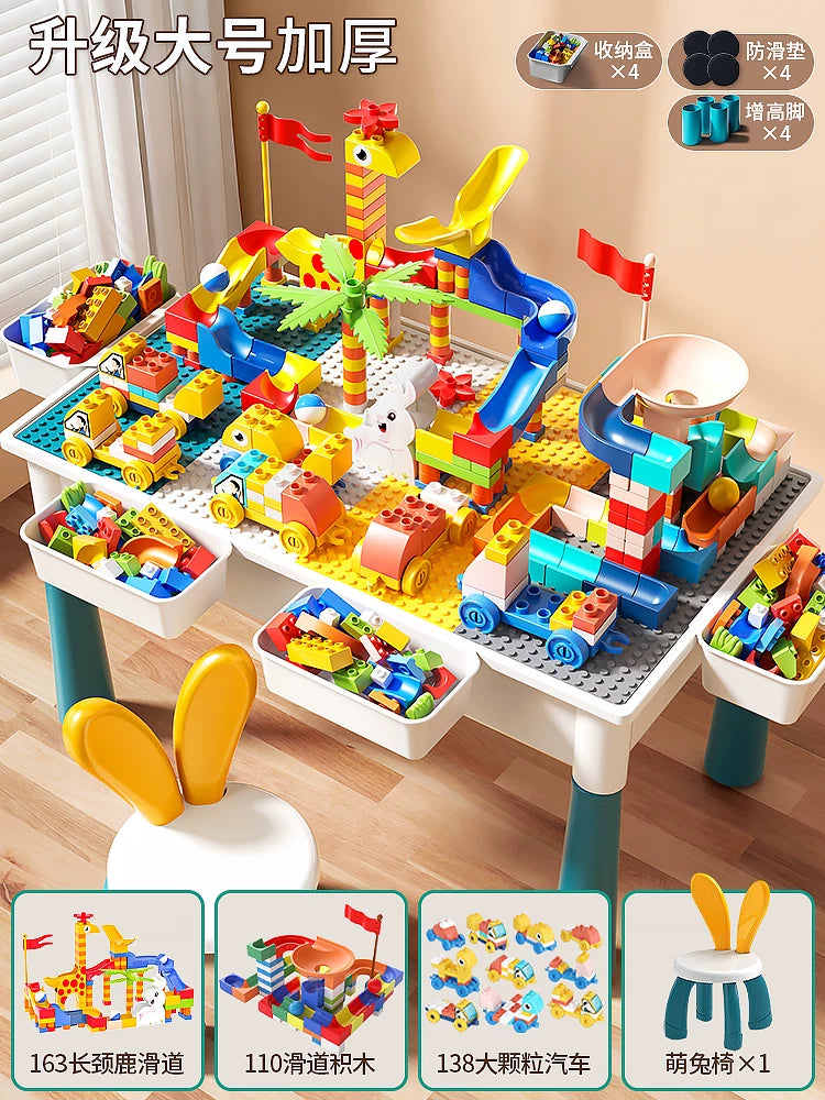 Uşaq tikinti bloklarından ibarət masa, oğlanlar, qızlar, körpələr və körpələr üçün, təhsil, 6 yaşlı uşaqlar üçün çoxfunksiyalı, böyük hissəciklərdən ibarət, yığma dəsti.