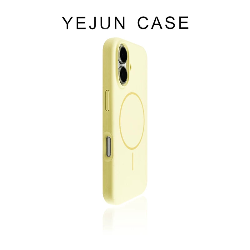 Yejun iphone16/16pro mobil telefon qutusu üçün uyğundur 17 ağ maye maqnit Apple 16promax incə dairə böyük dəlik 15pro dəri hissi 14 yüksək səviyyəli hiss 13 düşməyə qarşı 12 silikon 16plus