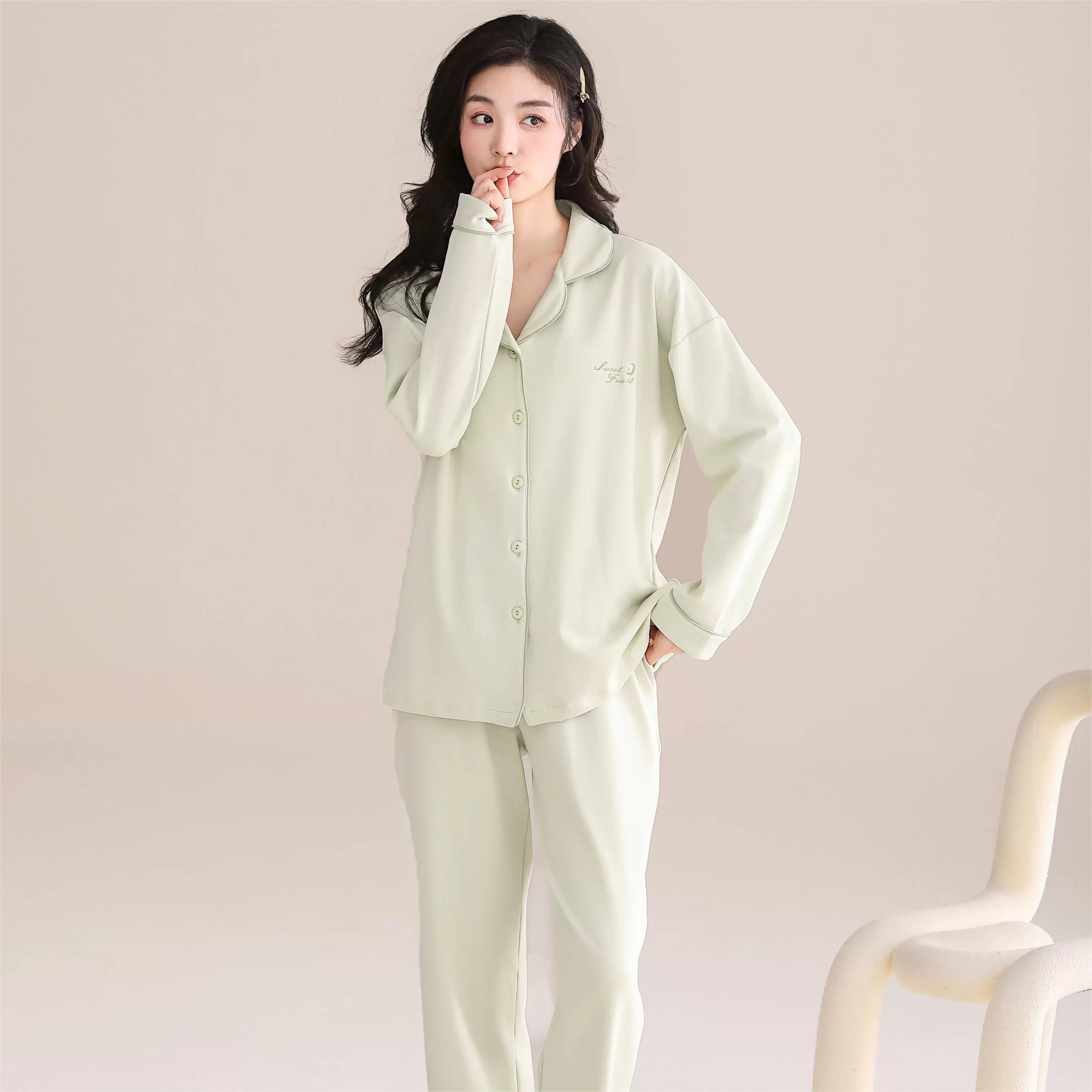 Urban Beauty Saf Pambıq Pijama Qadın Yaz və Payız 2026 Yeni Stil Cütlük üçün Döş Yastiqciqları ilə Ev Geyimləri Dəsti Kişi Qış Üslubu