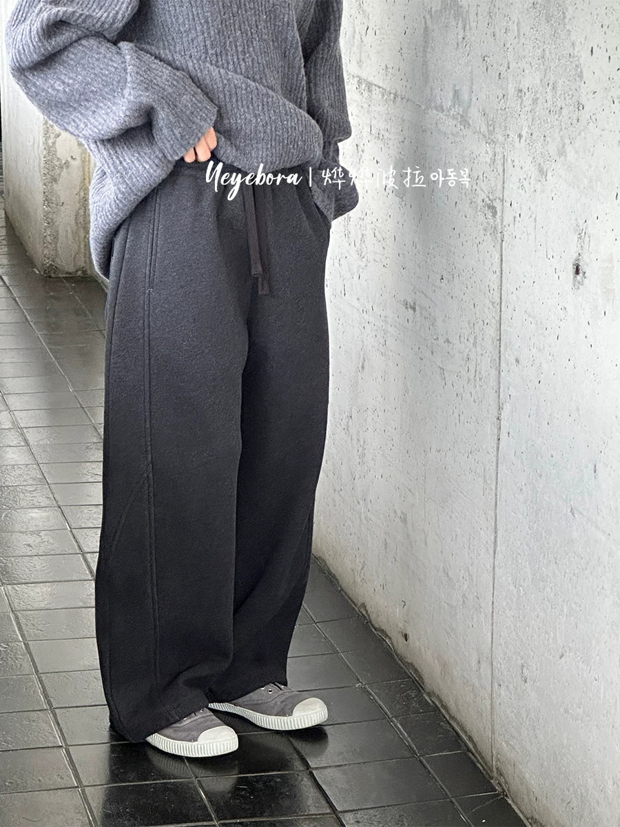 Bora oğlanlar üçün termal idman şalvarı 2025 qış uşaq yun astarlı əyri şalvar gündəlik idman şalvarı qalınlaşdırılmış qız şalvarı