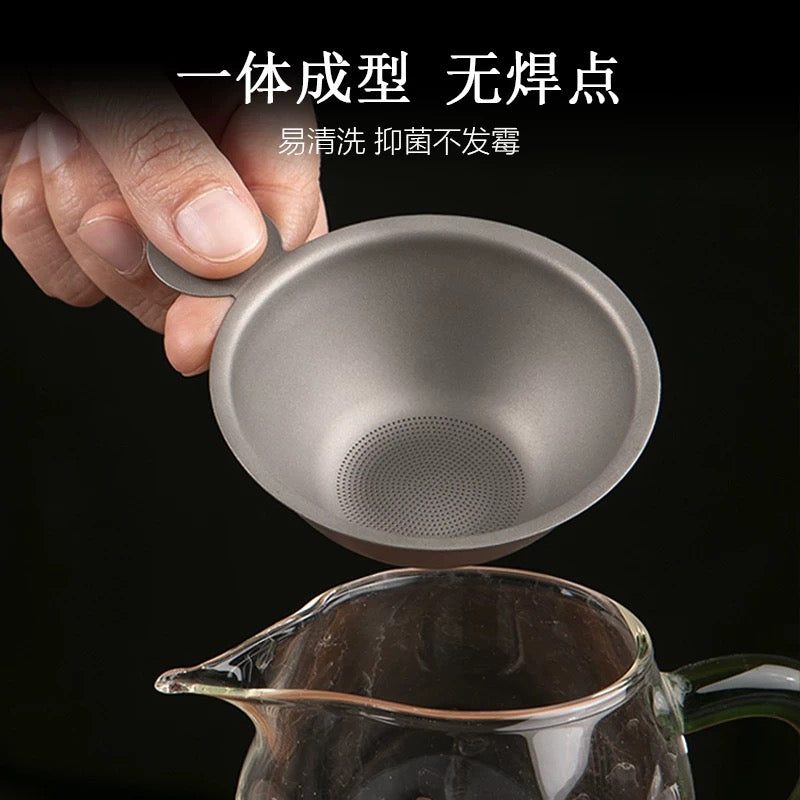 Saf titan çay sızması, çay filtri, min dəlikli çay filtri, çay sızması, ultra incə çay filtri, çay bölücü, ədalətli fincan, yüksək səviyyəli filtr