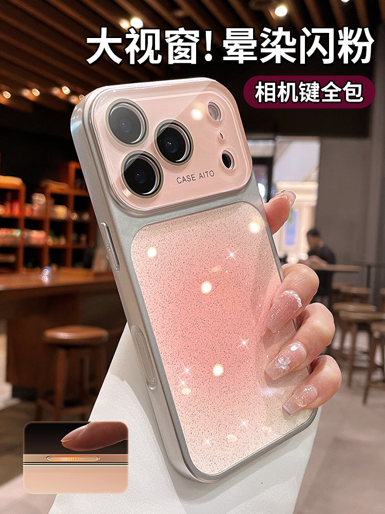 Apple 17promax mobil telefon qutusu üçün uyğundur, yeni iphone16pro ikincidən 17-yə qədər böyük pəncərə kamerası açarı hər şey daxil olmaqla 15 ləkələnmiş gradient parıltısı 14:00 yüksək səviyyəli niş yüngül lüks qadın gözəl görünüşlü qutu