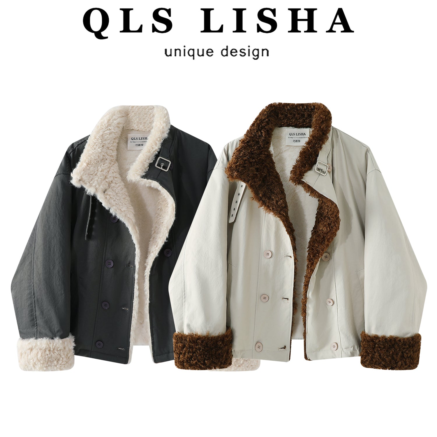 Payız və qış fəsillərində qadınlar üçün Chorlisa Koreya üslubunda şık, boş, yun astarlı qalın quzu yunundan hazırlanmış pambıq palto