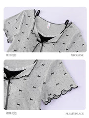 Gongdie [3 parça dəst] pijama qadın qısaqol şalvar sinə yastığı krujevalı sevimli yay ev geyimi dəsti yay