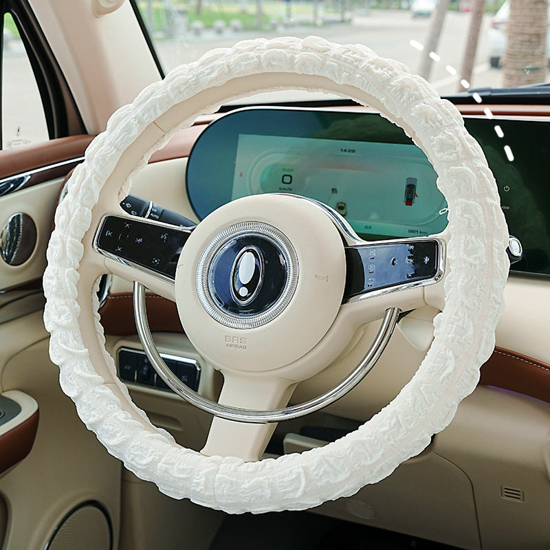 Car steering wheel cover, fabric with exaggerated pattern, non-slip and sweat-absorbent, goddess style car steering wheel cover.