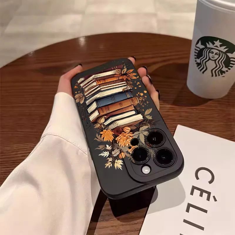 iPhone 11 12 üçün Yaradıcı Gözəl Kitab Nümunəli Telefon Çantası