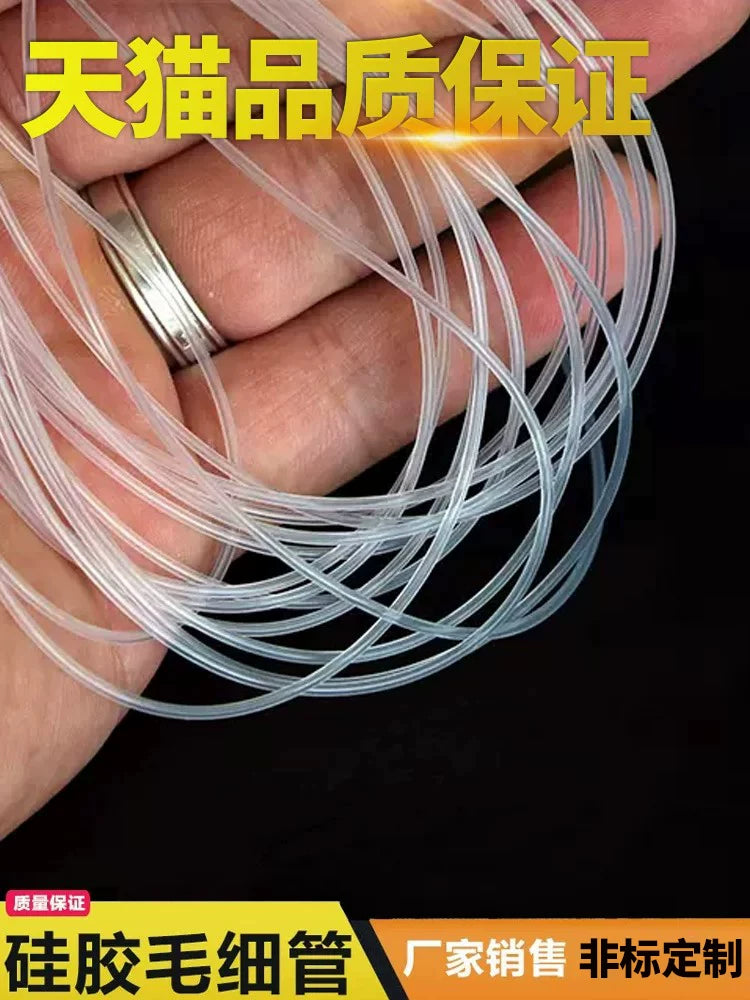 Şəffaf silikon boru [kiçik ölçülü] kapilyar boru şəffaf şlanq 0.5mm/1/2/3 nazik silikon boru