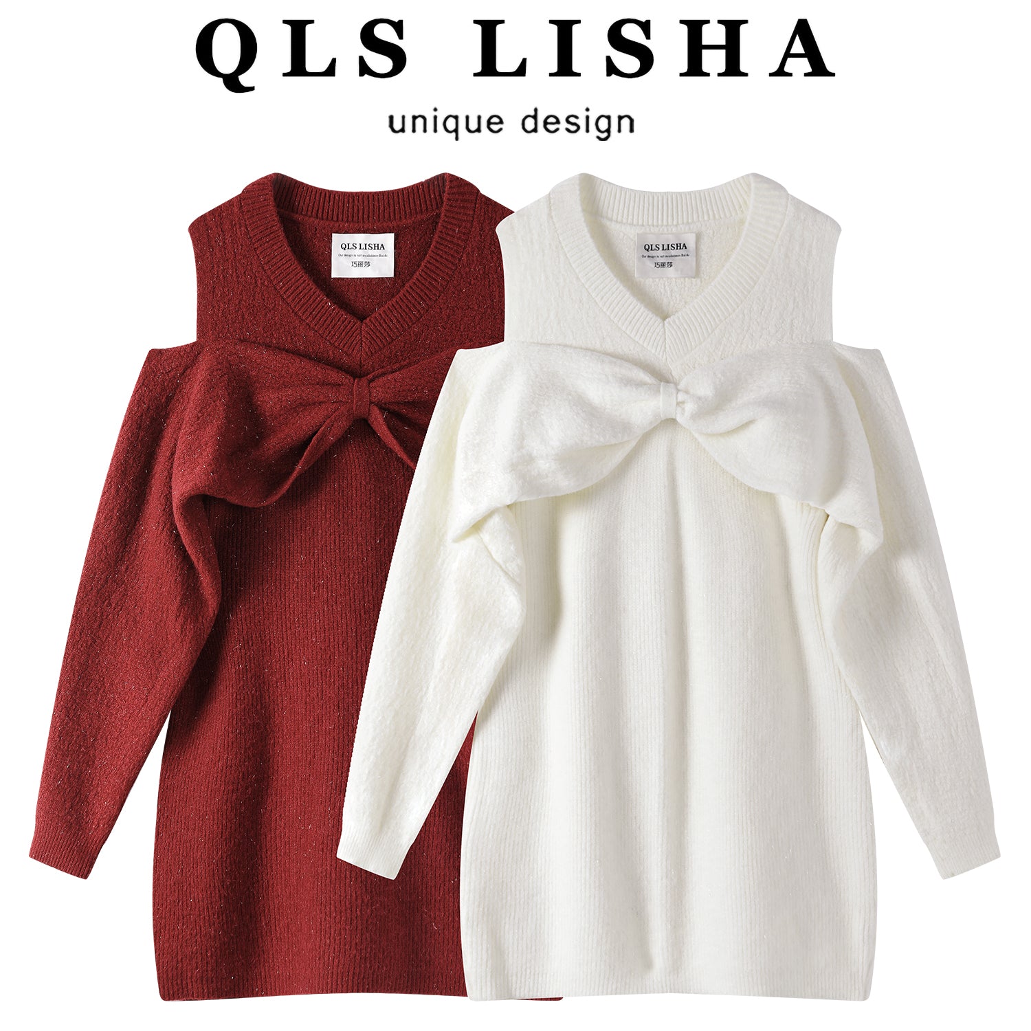 Chola Lisa Milad və Yeni il üçün qırmızı trikotaj donu Qış geyimi yüksək səviyyəli fransız bantlı sviter ətək qadın