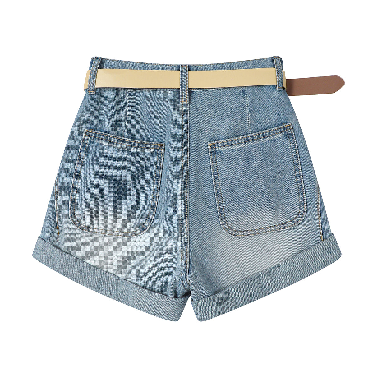 Chalisa-nın qadınlar üçün dəbli, arıqladıcı, yüksək belli retro düz ayaqlı cins şalvarı, yeni yay stili, geniş ayaqlı gündəlik şortlar.