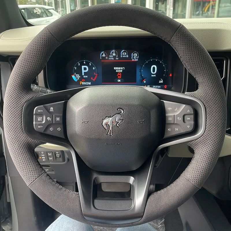 Xüsusi olaraq 2024 Ford Fiat Raptor sükan örtüyü, orijinal dəri, əl ilə tikilmiş, xüsusi hazırlanmış, tam örtüklü interyer modifikasiyası üçün hazırlanmışdır.
