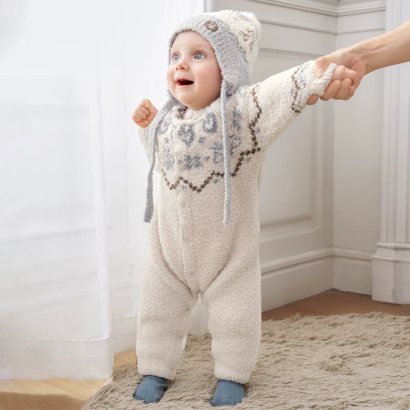 Manxi Körpə Onesie Avokado Yarım Flis Körpə Geyimləri Qalınlaşdırılmış İsti Romper Payız və Qış