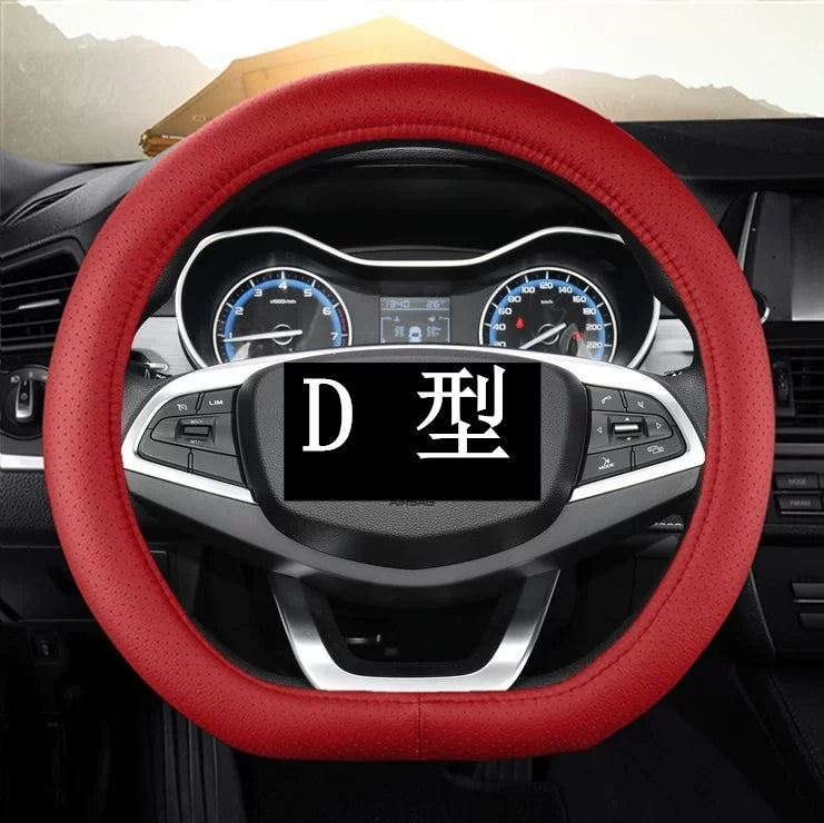 BYD Yuan PLUS/Pro Custom Full Stitching Hand-stitched Car Steering Wheel Cover - Carbon Fiber Genuine Leather Anti-Slip