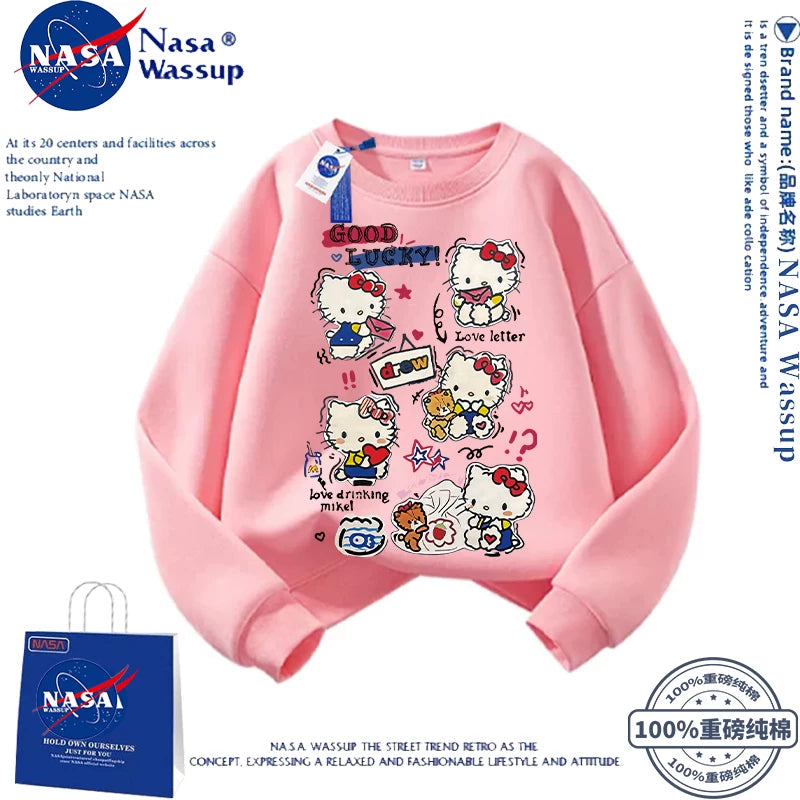 NASA Şirin Cizgi Filmi Pişik Pişik Sviteri Qızlar üçün, Yeni Yaz/Payız/Qış Stilində, Çoxfunksiyalı Boş Oturacaqlı, Ana-Qız Geyimi