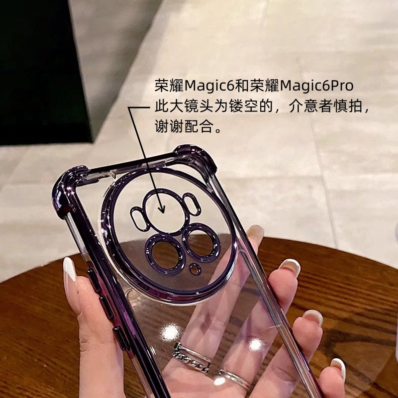 Honor 500pro üçün uyğun düşməyə qarşı dördbucaqlı hava yastığı yeni Magic8Pro qoruyucu örtük 7pro yüksək səviyyəli sensor 400 şəffaf 6 hər şey daxil 5 elektrokaplama 300 silikon 200 yumşaq qabıq 4 kişi 90 qadın 8