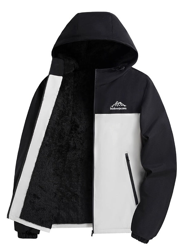 Yun astarlı, qalınlaşdırılmış kişi payız və qış paltosu, gündəlik, çoxfunksiyalı, kapşonlu gödəkçə, külək keçirməyən, suya davamlı, açıq hava kişi geyimləri, külək keçirməyən gödəkçə