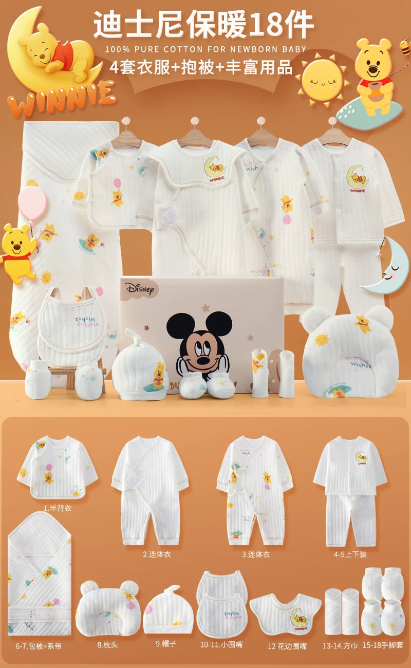 Disney təmiz pambıqdan hazırlanmış payız və qış üçün hədiyyə geyim dəsti, yeni doğulmuş körpələr, körpələr və bir aydan yuxarı körpələr üçün.