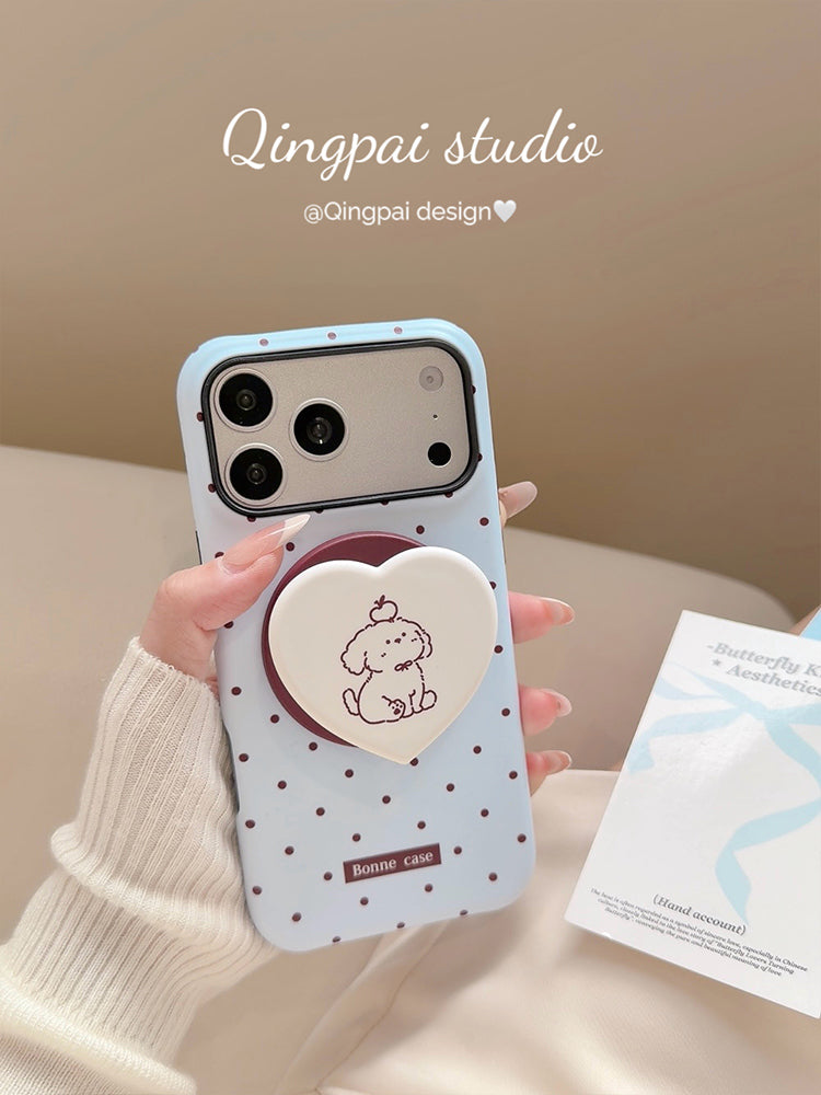 Yüngül cizgi filmi südlü mavi polka nöqtəli bala sevgi maqnit tutacağı Apple 17promax mobil telefon qutusu iphone16pro yeni 15 qadın 14 Koreya ikisi birdə 13 hər şey daxil sərt çanta