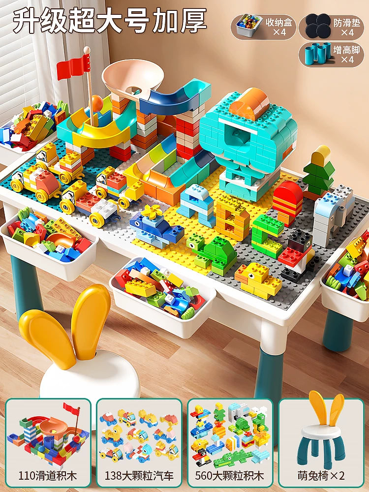 Uşaq tikinti bloklarından ibarət masa, oğlanlar, qızlar, körpələr və körpələr üçün, təhsil, 6 yaşlı uşaqlar üçün çoxfunksiyalı, böyük hissəciklərdən ibarət, yığma dəsti.