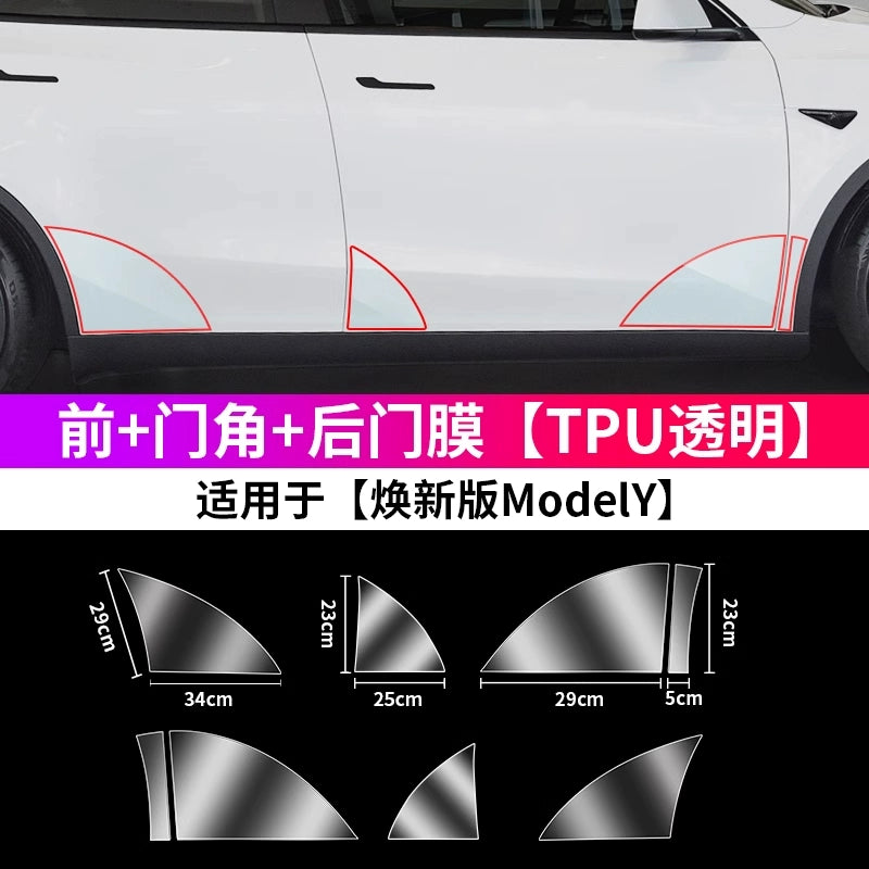 Tesla Yeni Versiya Modeli/Yl/3-ə aiddir Arxa Qapı Sıçramaya Qarşı Film Qapı TPU Ekran Qoruyucusu Bərpa Aksesuarları