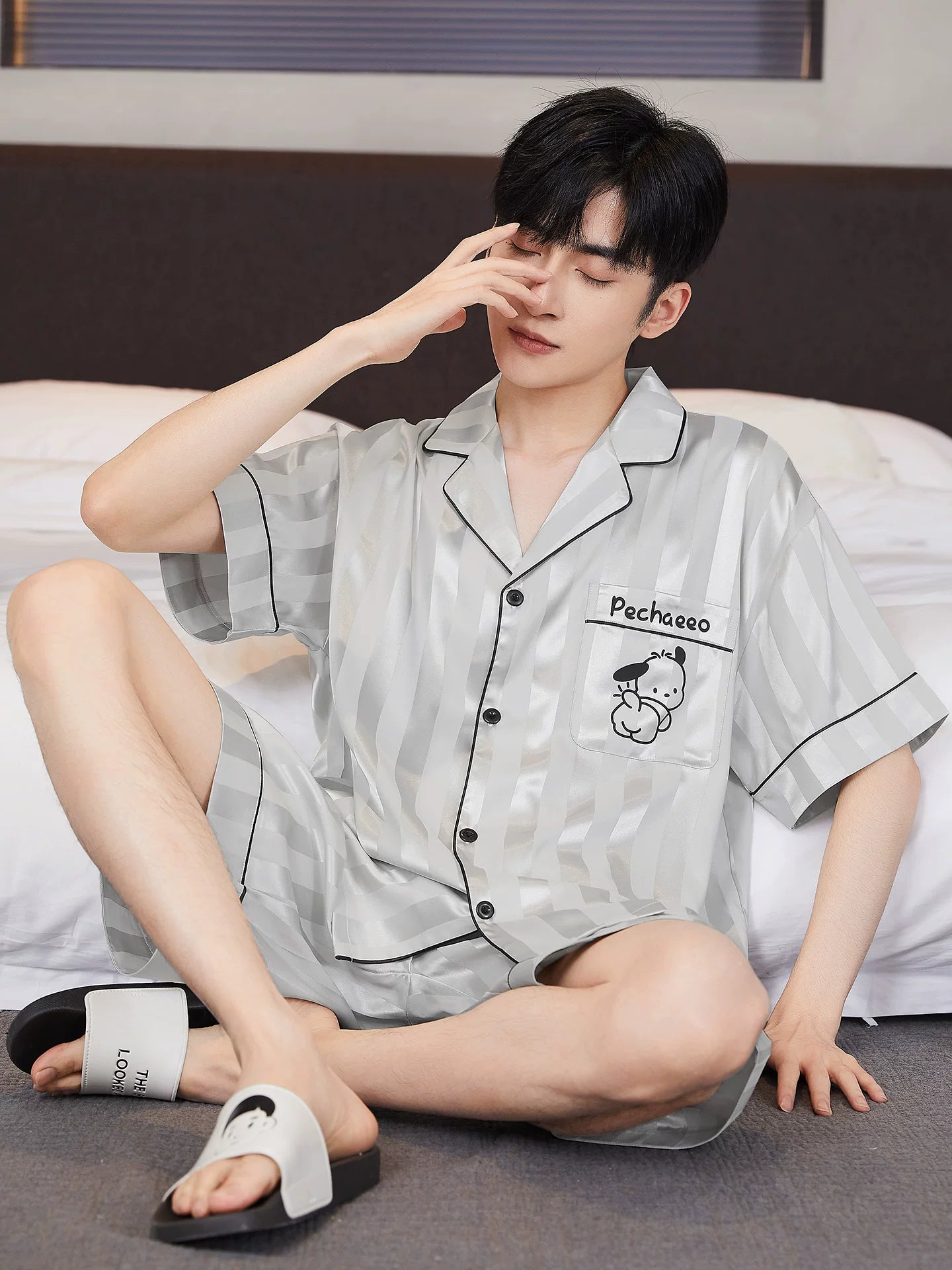 Kişi Pijama Kişi Yay Buz İpək 2026 Yeni Qısaqol Yaz və Payız İncə Bölmə Böyük Ölçülü Gənclik Ev Geyimi Dəsti