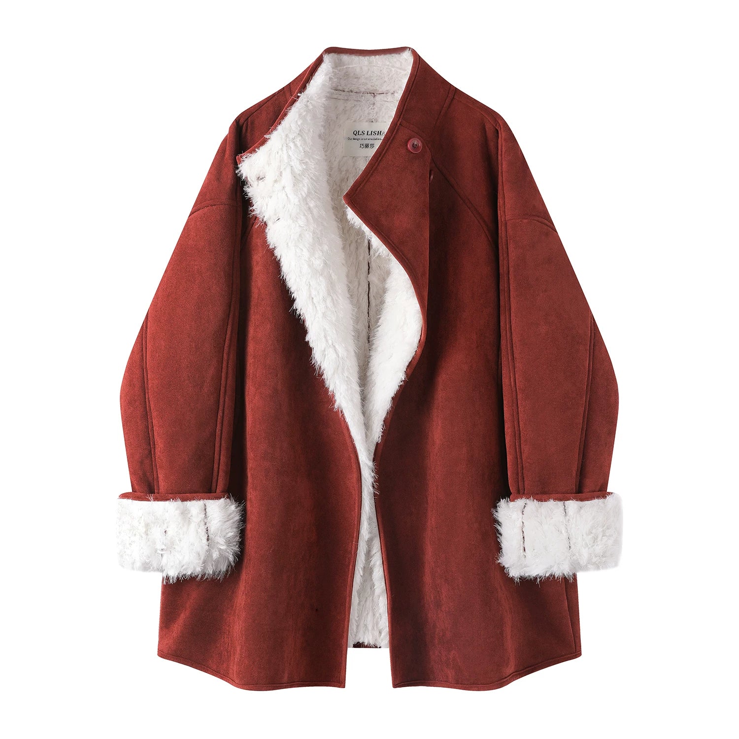 Cholisa Koreya üslubunda qadınlar üçün çox şirin isti, xəz astarlı pambıq palto, qış çəhrayı, şirin zamşa xəz astarlı palto