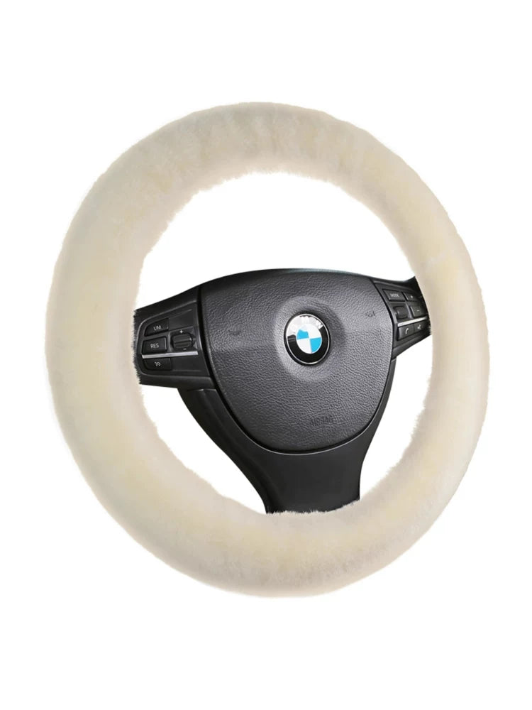 Car steering wheel cover, soft, warm, non-slip, soft and comfortable for winter, universal car interior accessory.