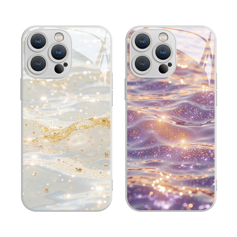 Axan su qızılı Apple 16promax Fengqichaoming kobrendli mobil telefon qutusu üçün uyğun edir iPhone15pro şüşə qutu 14Plus yüngül lüks 13mini moda 12 niş 11 art xsmax yeni stil