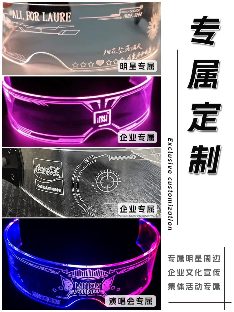 Cyberpunk üslubunda LED futuristik texnologiya parlaq eynəklər elmi fantastik parıltı ulduzu periferik bar atmosfer rekvizitləri