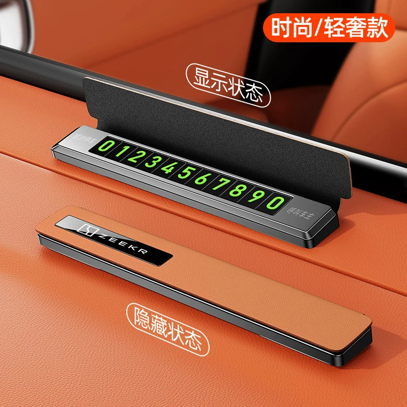 ZEEKR 001/007/7X/009/MIX Müvəqqəti Parklanma üçün Xüsusi Avtomobil Hərəkət Telefon Nömrəsi Nişanı