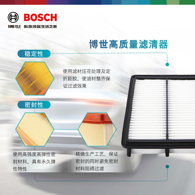 The Bosch AF3142 air filter element is compatible with air filters for Citroën Elysee, C3XR, Peugeot 301 and 2008 models.