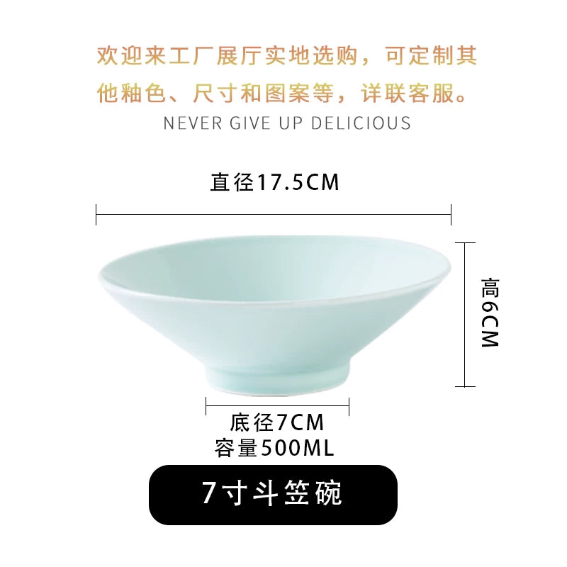 Jingdezhen seladon bambuk papaq qabı, şirli rəngli məişət əriştə qabı, Çin böyük şorba qabı, ticarət Malatang keramika qabları