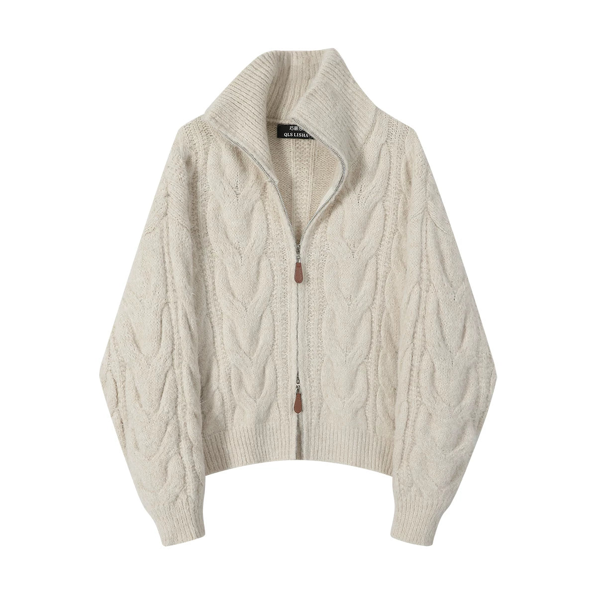 Chola Lisa'nın Qadınlar, Payız və Qış üçün Tənbəl və Zərif Yüksək Yaxalı Boz Qalın Sviter - Unikal və Super Gözəl Trikotaj Top