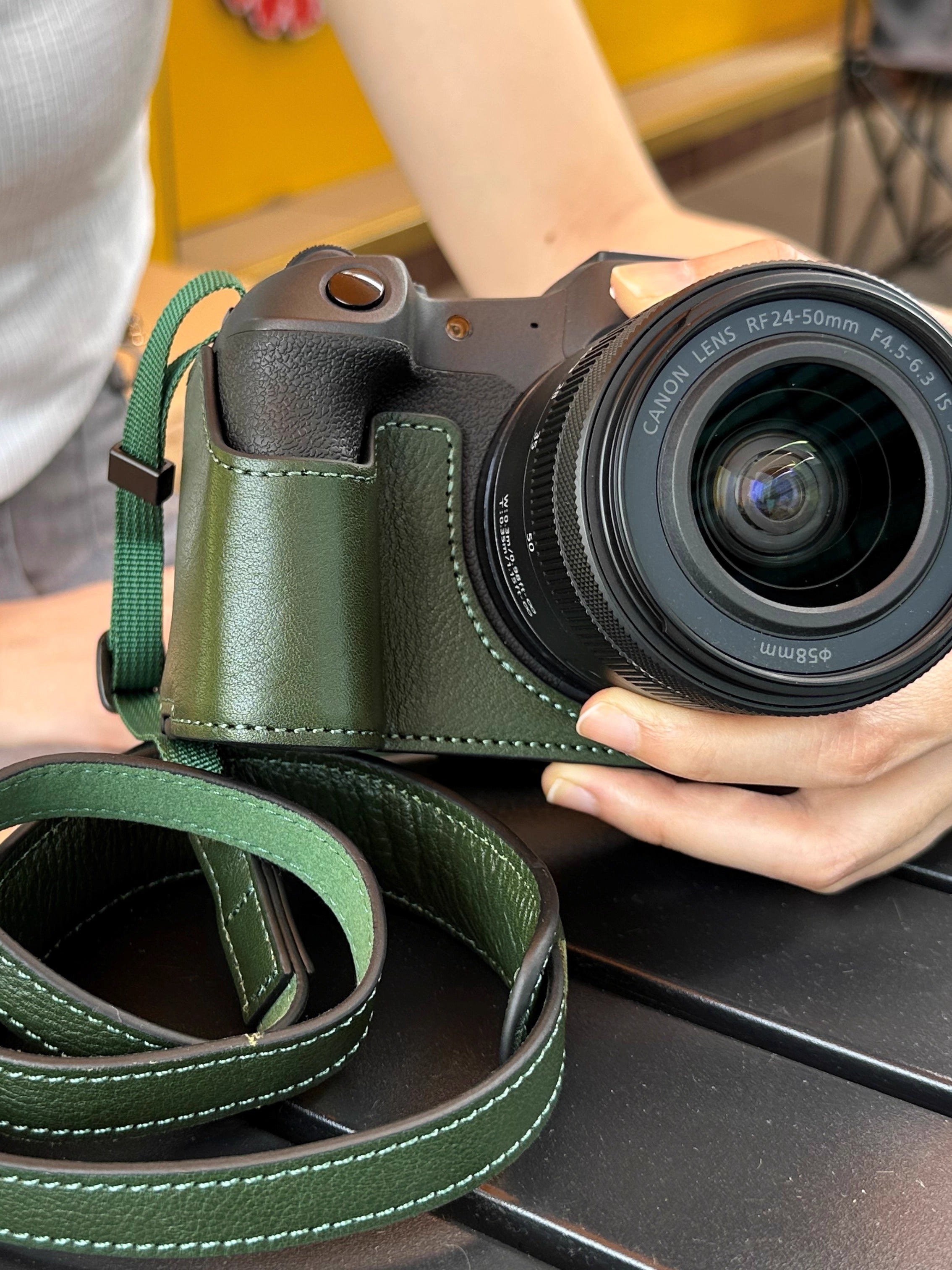 Canon R62 orijinal dəri qoruyucu çanta R8/RP dəri qutu R5/R6/R52/R7/R10/R50 kamera çantası aksesuarları çiyin qayışı