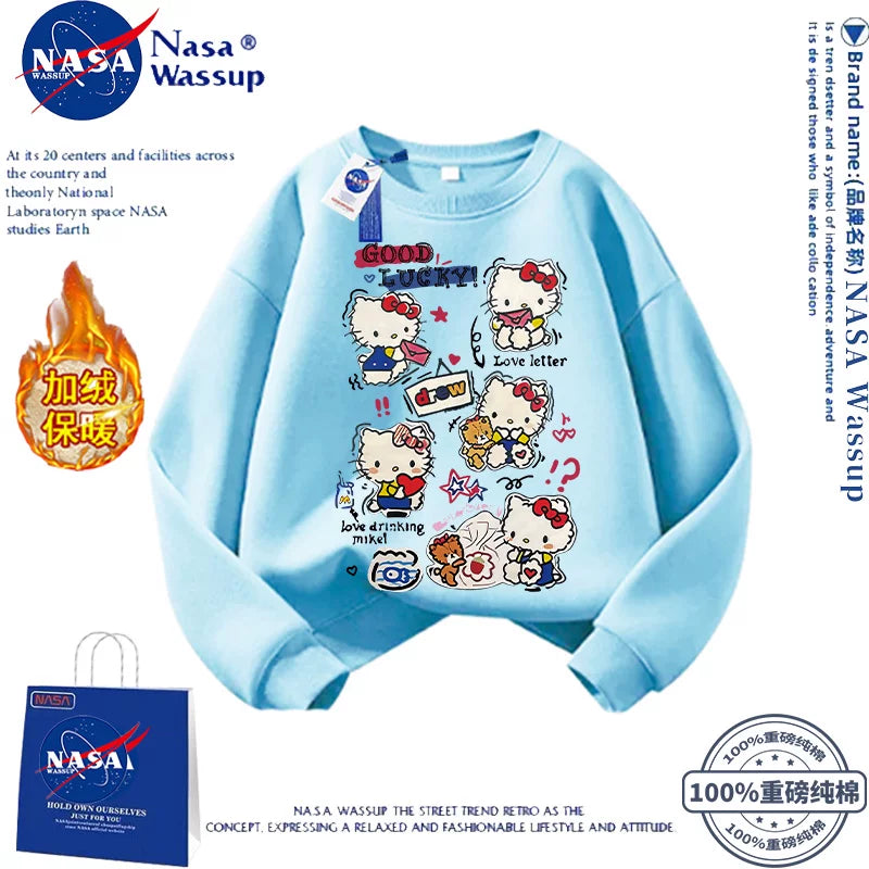 NASA Şirin Cizgi Filmi Pişik Pişik Sviteri Qızlar üçün, Yeni Yaz/Payız/Qış Stilində, Çoxfunksiyalı Boş Oturacaqlı, Ana-Qız Geyimi