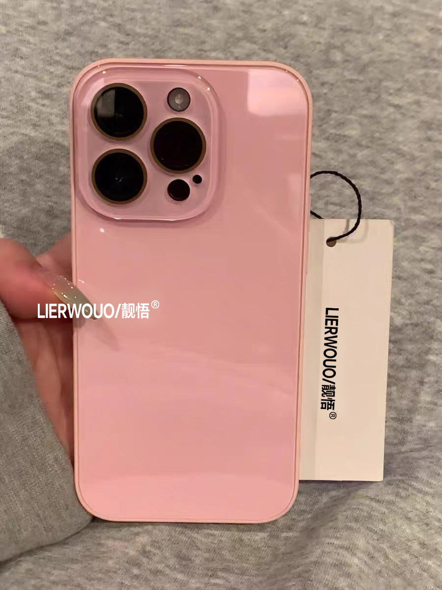 Apple 16promax mobil telefon qutusu üçün uyğundur iphone17 buz macaron şüşə qutu 14 sadə yeni stil 13 internet məşhur qadın modeli 14pro hər şey daxil obyektiv 15pro isti model 16pro mobil telefon qutusu