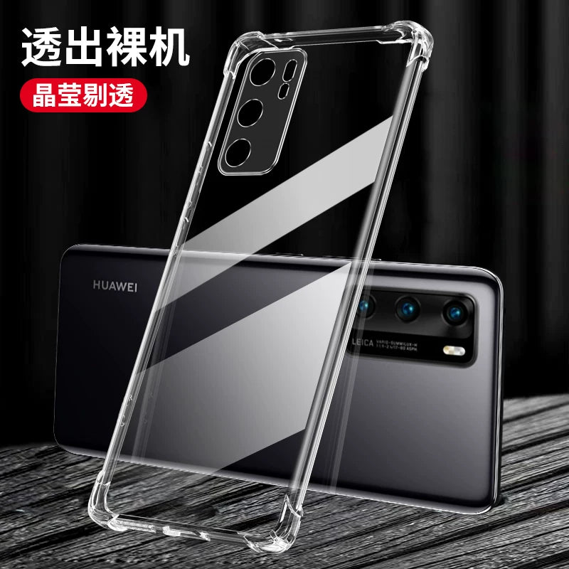 Huawei P40 mobil telefon qutusu üçün uyğundur P40Pro düşməyə qarşı Por+ qoruyucu örtük P4O hər şey daxil şəffaf P4OPro silikon qabıq p49 ultra nazik ELS bir AN00 yeni ANA yeni məhsul 10 kişi pr0 qadın on