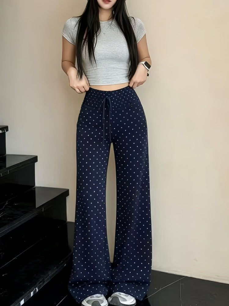 Latte Girl Koreya Üz Maskası Polka Dot Drape Şalvar Düz Gündəlik Şalvar Butt Lift Fitness Arıqlama Gündəlik İdman Şalvarları