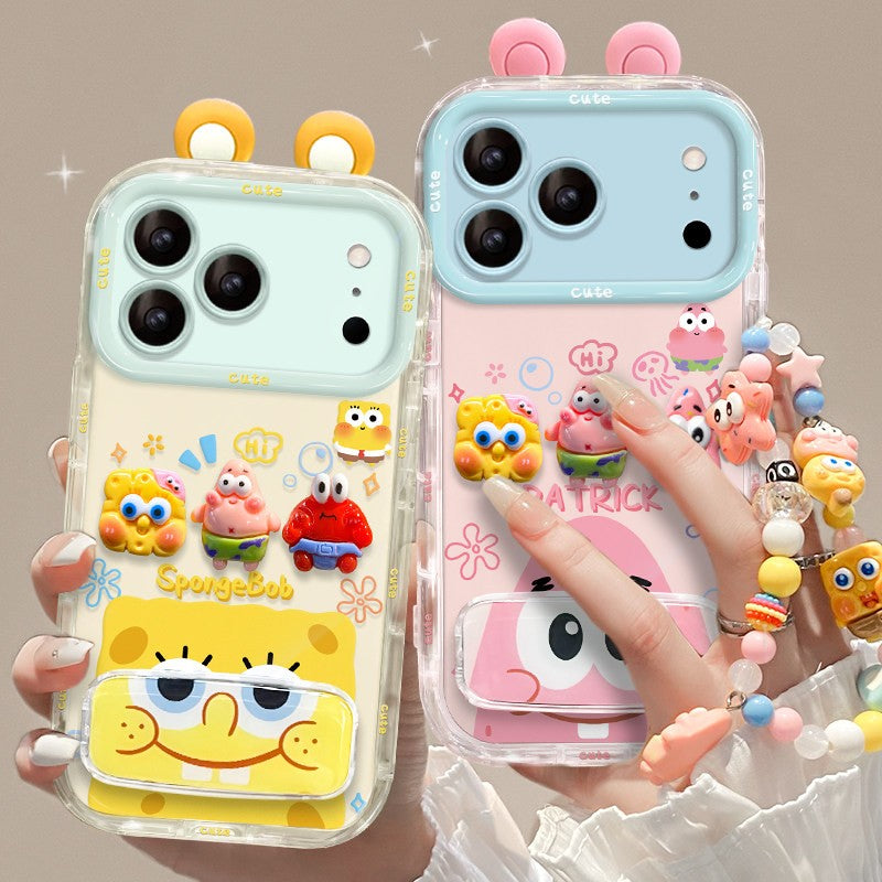 Apple 17promax mobil telefon qutusu üçün uyğundur iphone16plus yeni 13 Spongebob Huawei mate60 braketi pura80/70 şöhrət 400 Xiaomi 17 asma zəncir k80 qadın reno14