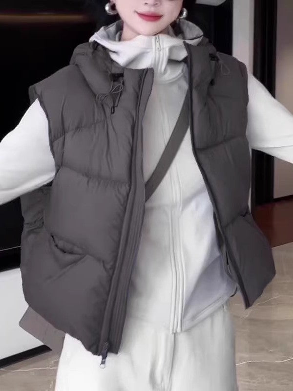 Avropa üslubunda qadınlar üçün qısa pambıq jilet, 2026-cı ilin payız və qış yeni model, böyük ölçü, üst geyim jileti, çiyin çantası, gödəkçə.