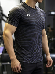 UA Under Armour tez quruyan qısaqol kişilər üçün orijinal yay nəfəs alan fitnes geyimi idman məşq gödəkçəsi tez quruyan köynək