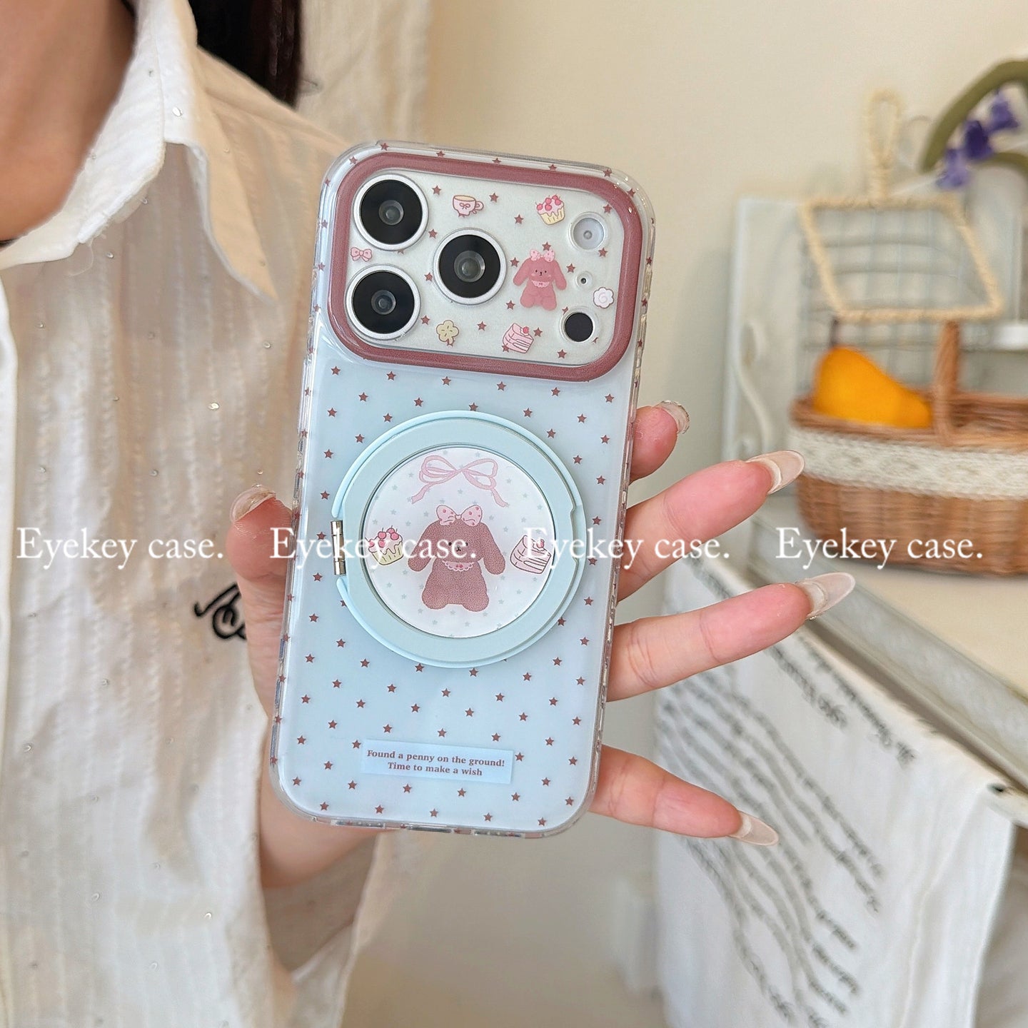 eyekey·ins cizgi filmi ulduzu dovşan 360 dərəcə fırlanan stend Apple 17promax mobil telefon qutusu iphone16pro yeni pivot 16 qız 15pro yıxılmağa qarşı qoruyucu örtük
