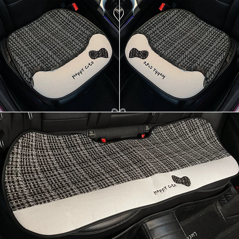 Kətan avtomobil oturacağı yastığı, bütün fəsillər üçün, çəhrayı, nəfəs alan, premium keyfiyyətli nazik avtomobil oturacağı üzlüyü/yastığı.